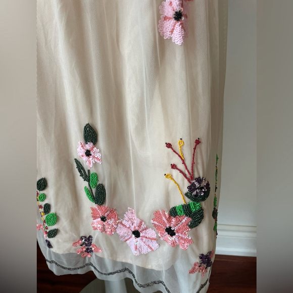zara Floral Embroidered mesh beaded Dress - Picture 6 of 14